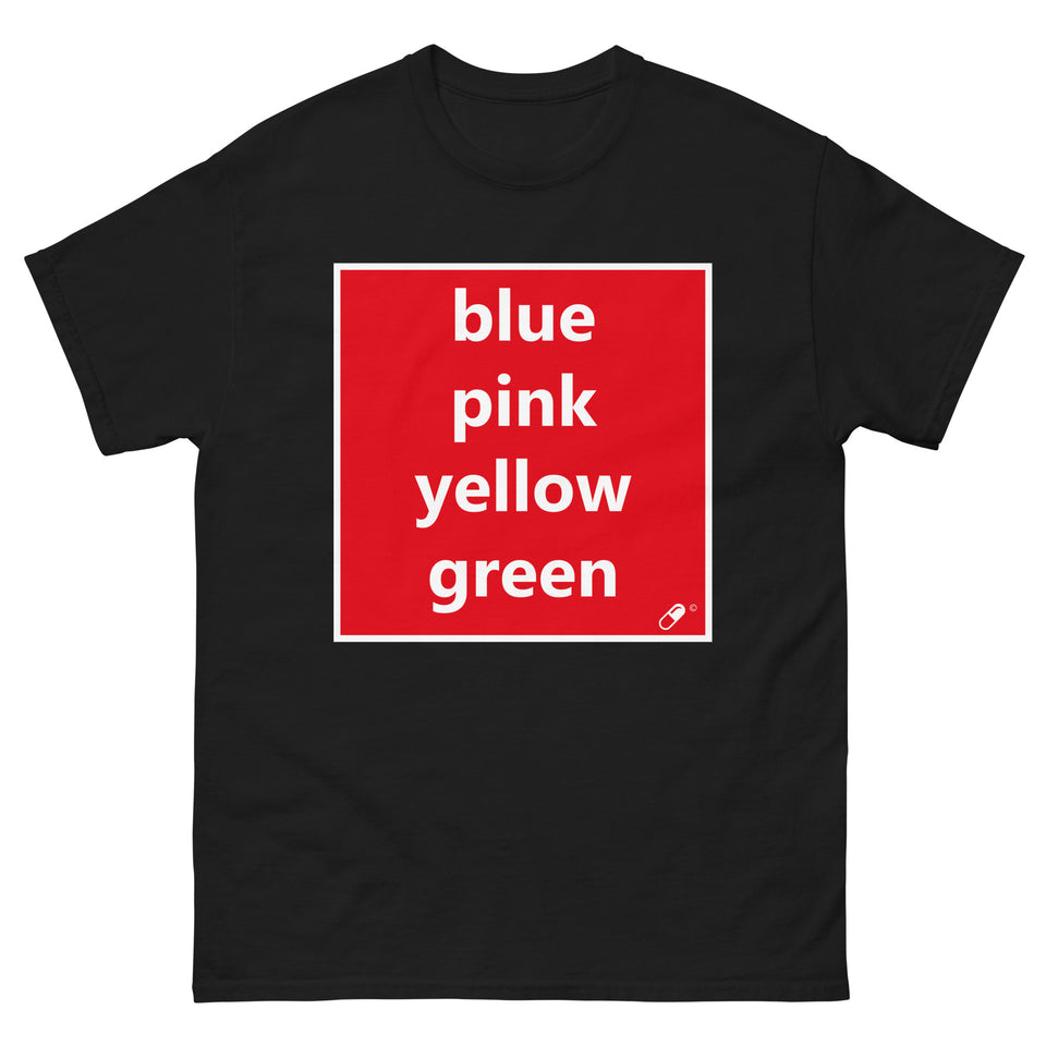 BLUE PINK YELLOW GREEN T-SHIRT