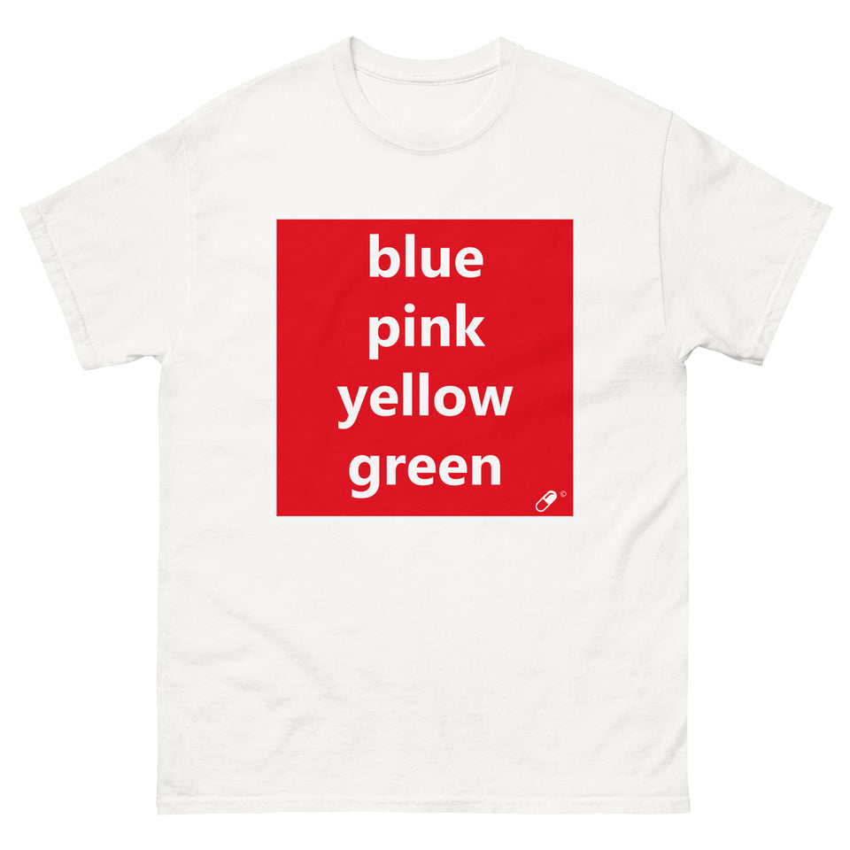 BLUE PINK YELLOW GREEN T-SHIRT