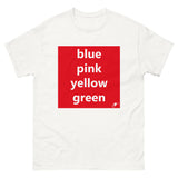 BLUE PINK YELLOW GREEN T-SHIRT