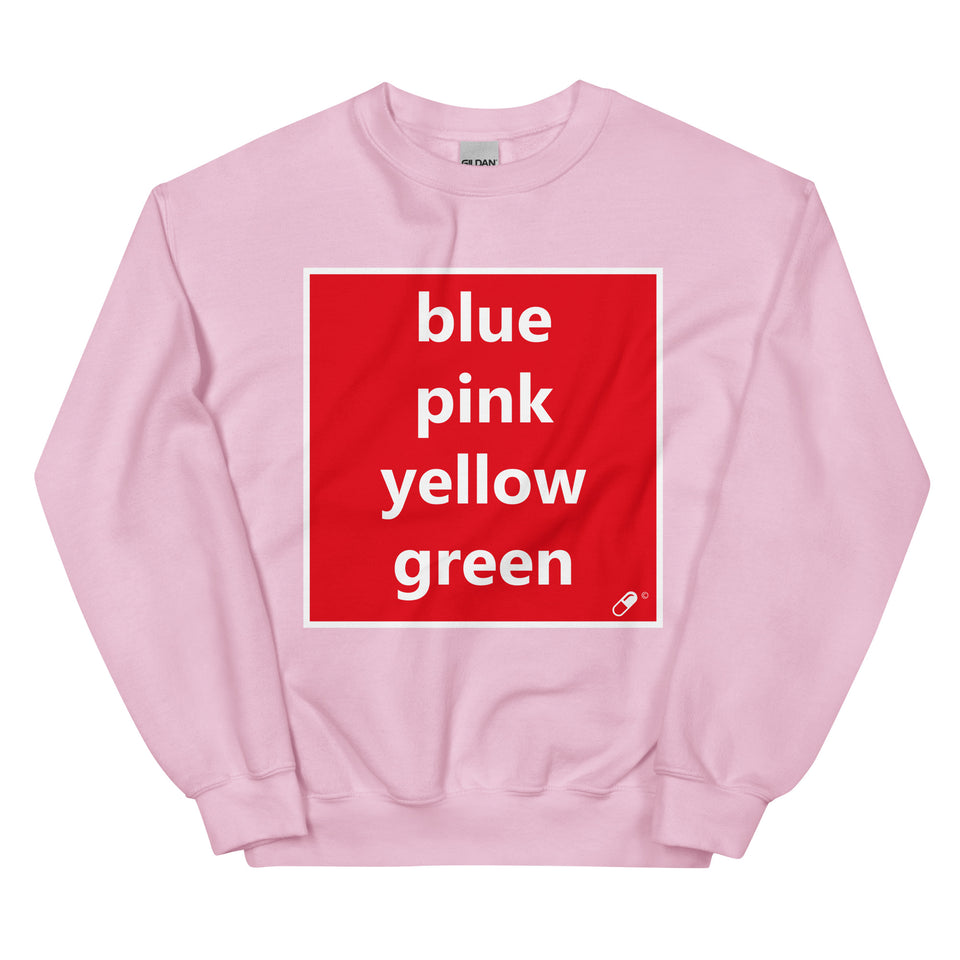 BLUE PINK YELLOW GREEN SWEATER